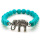 Turquoise 8MM grosses perles rondes Stretch Bracelet de pierres précieuses avec Diamante Elephant Attachment